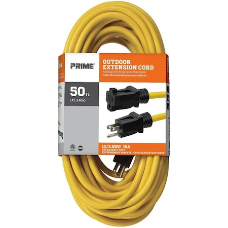 Prime Wire & Cable EXTN CORD 12/3 SJTW 50'L EC500830